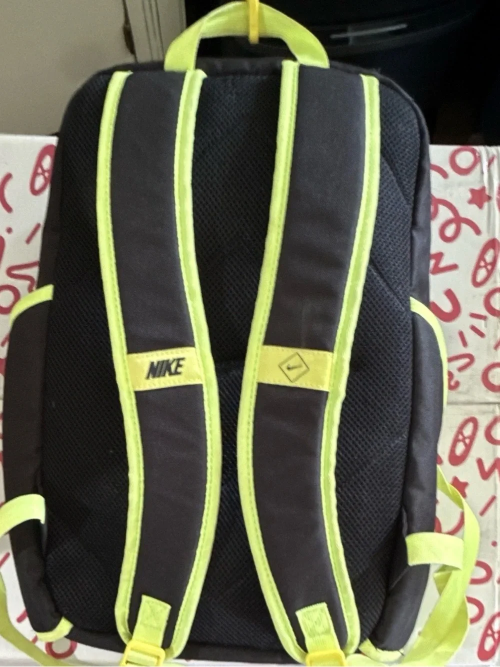 Nike Kids Black and Neon Yellow-Green Baseball Backpack